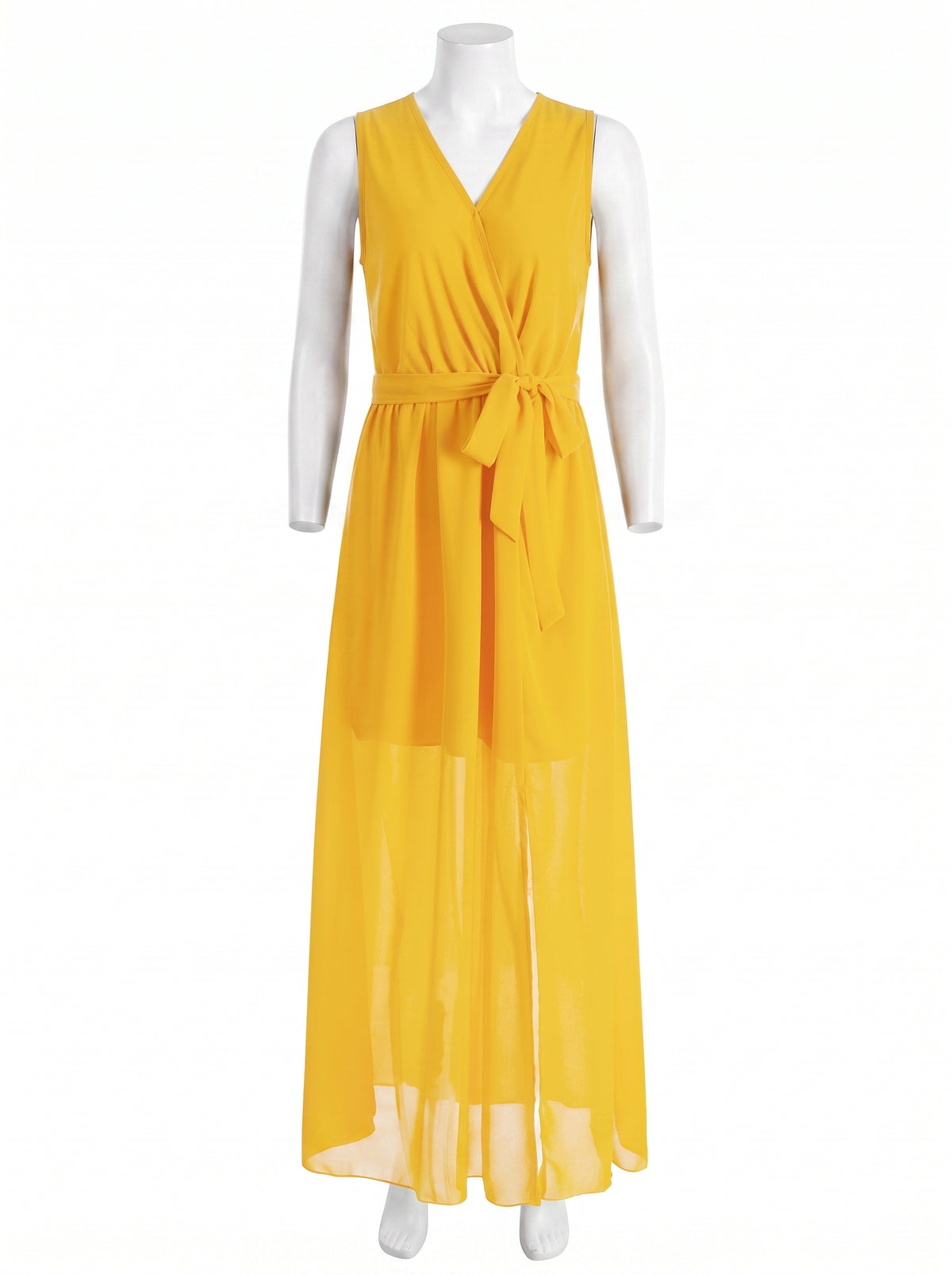 ROBE LONGUE FLUIDE ÉLEGANTE A COL EN V