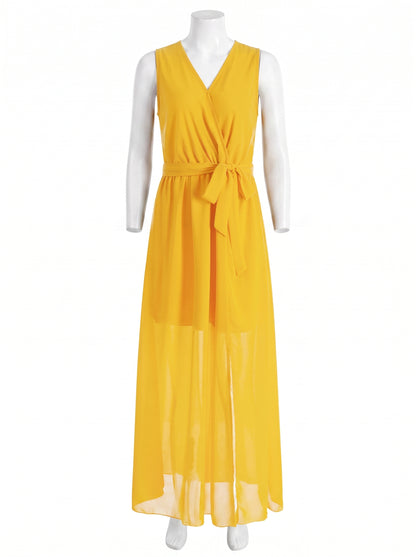 ROBE LONGUE FLUIDE ÉLEGANTE A COL EN V