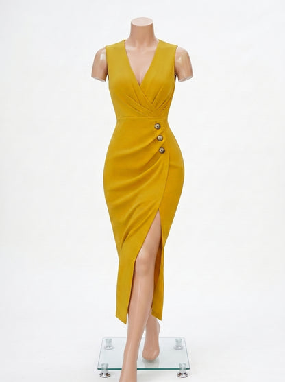 ROBE FOURREAU ELEGANTE FENDUE
