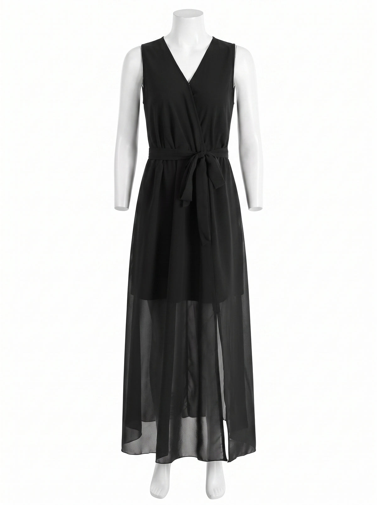 ROBE LONGUE FLUIDE ÉLEGANTE A COL EN V