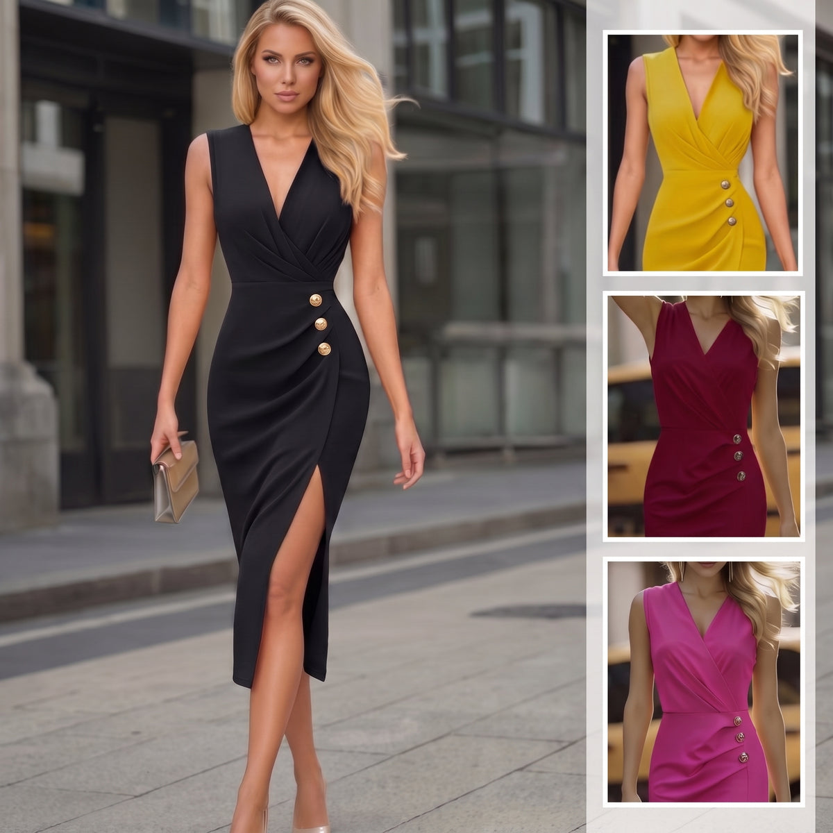 ROBE FOURREAU ELEGANTE FENDUE