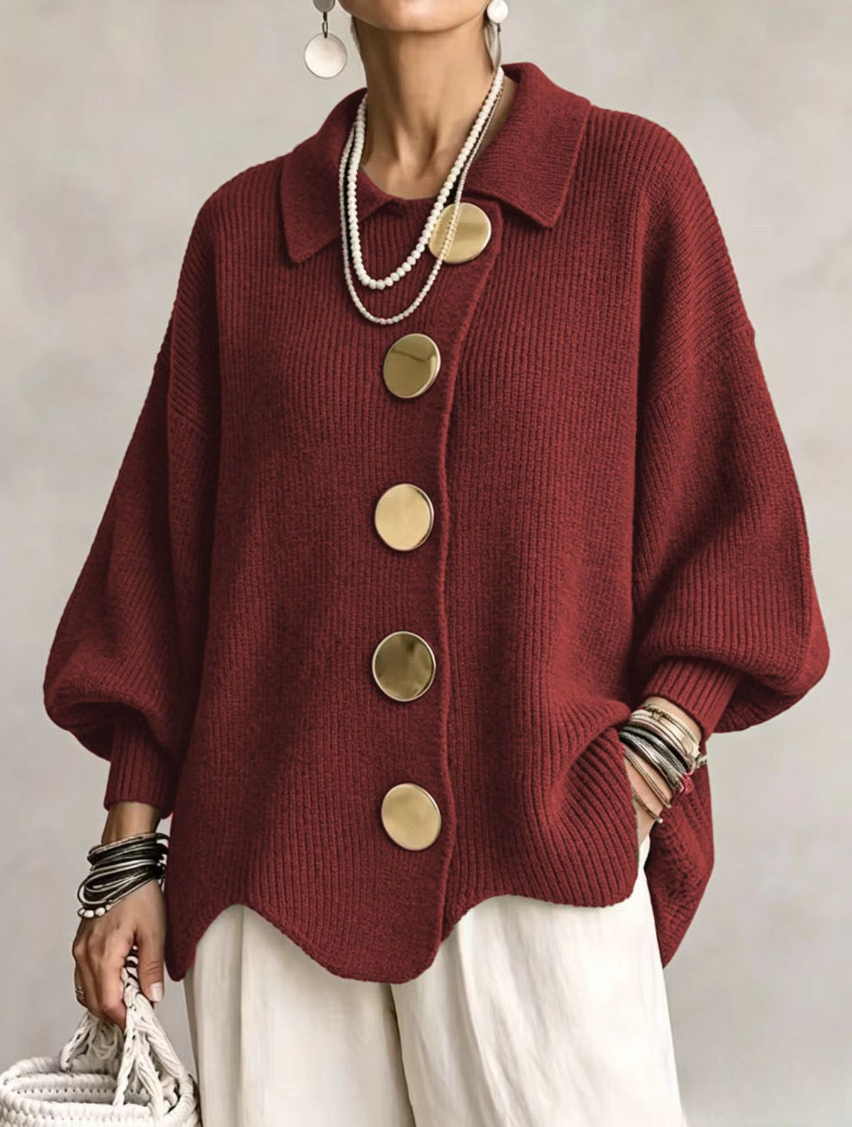Manteau-gilet en maille à revers